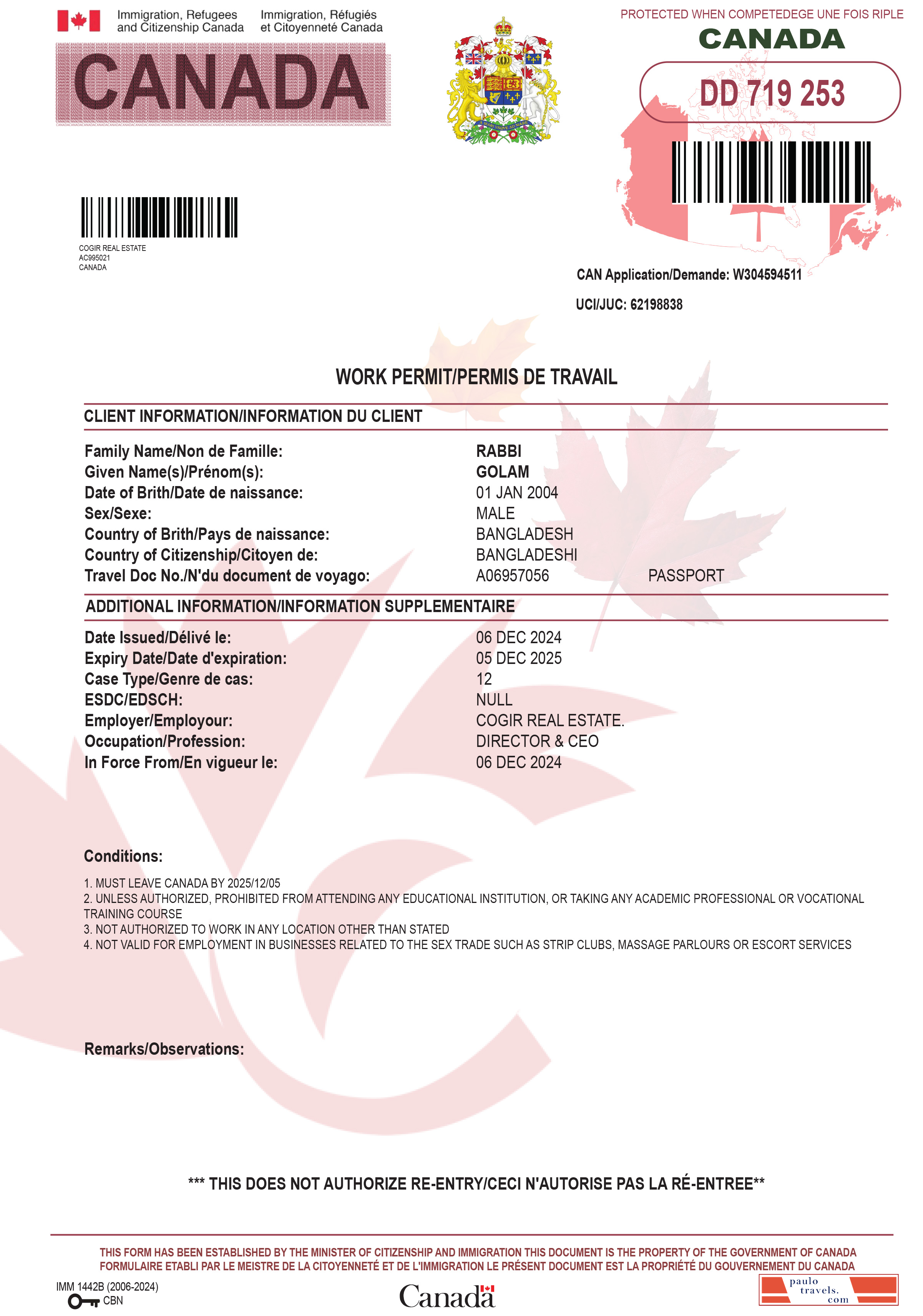 Canada work permit 2024 present